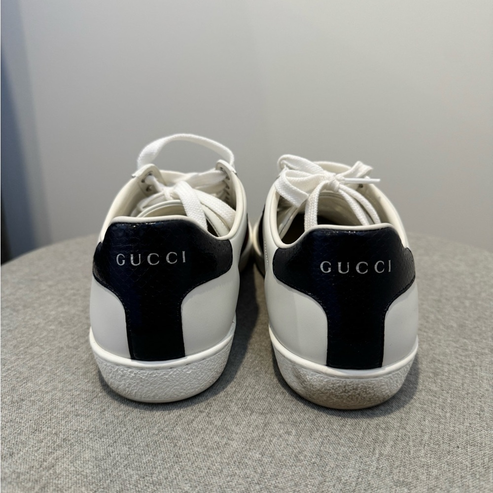 Gucci White Sneakers with Red and Black Stripes - Picture 3 of 6